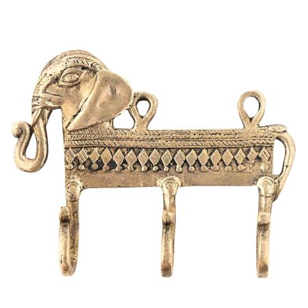 Hand Casted Elephant 3 Brass Hooks