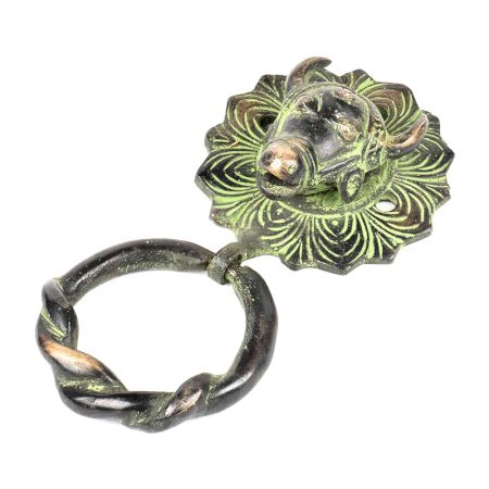 Solid Brass Cow Head Hunt Front Door Knocker/Towel Ring