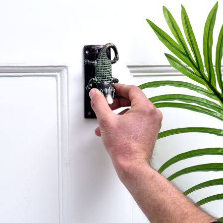 Green Brass Crocodile Door Knocker