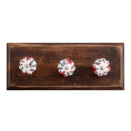 Plumeria Medium Ceramic Wooden Hooks