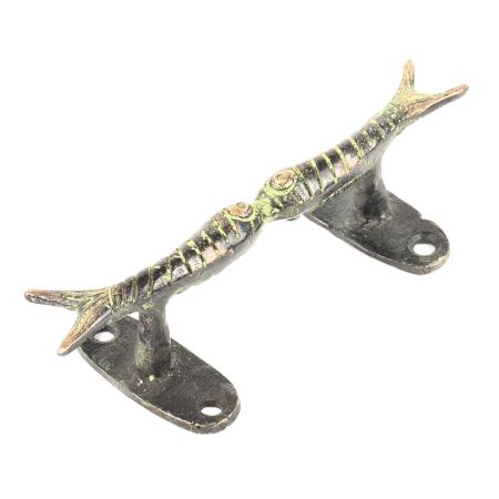 Green Brass Door Handle Twin Fish