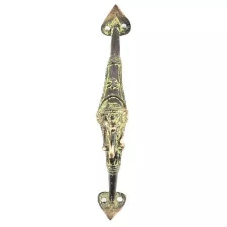 Bronze Door Handle with Elephant Face and Patina