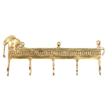 Tribal Elephant Elongated 5 Wall Hooks