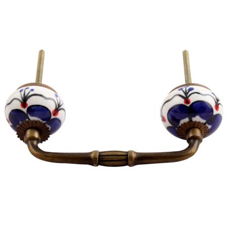 Navy Blue Canterbury Bells Ceramic Bridge Handle