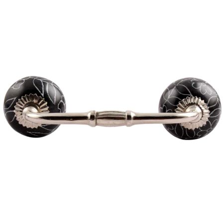 Black Leaf Floral Ceramic Bridge Handle