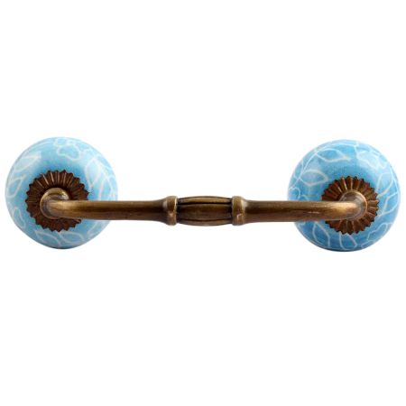 Turquoise Leaf Floral Ceramic Bridge Handle