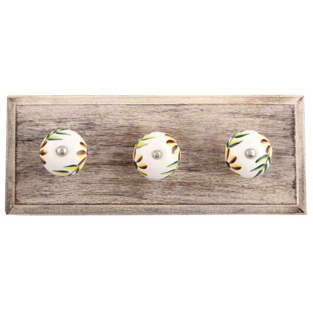 Olive County Leaf Ceramic Wooden Hooks