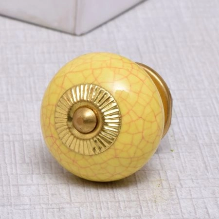 Yellow Pink Crackle Ceramic Furniture Knob Online