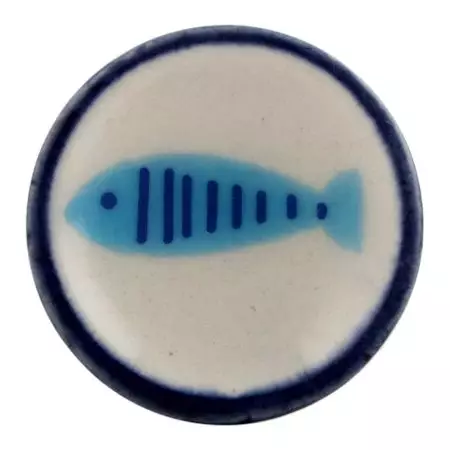 Turquoise Fish Flat Ceramic Drawer Knob Online 