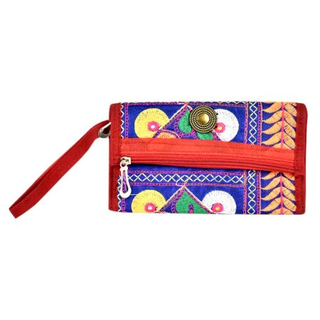 Blue Ladies Purse Embroidery Novalty Envelope Clutch Bag Hook