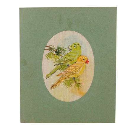 Handpainted Colorful Parrots Fabric Painting