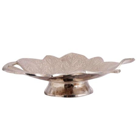 Maple Leaf Silver Enameled Serving Bowl