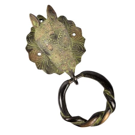 Brass Patina Tribal Horse Face Door Knocker