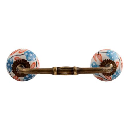 Orange Leaf Flower Ceramic Bridge Handle