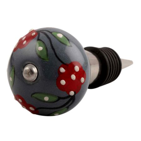 Pea Green Leaf Flower Ceramic Wine Stopper