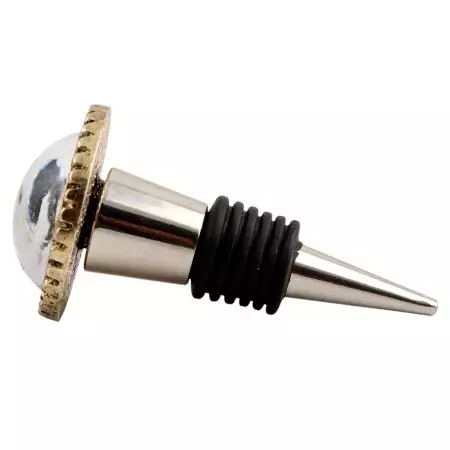 Clear Wheel Glass And Metal Wine Stopper