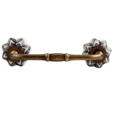 Grey Dahlia Medium Ceramic Bridge Handle