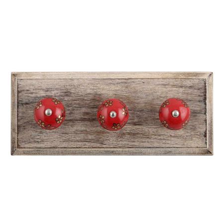 Golden Tiny Flower Ceramic Wooden Hooks