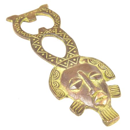 Brass African Man God Beer Bottle Opener with Patina