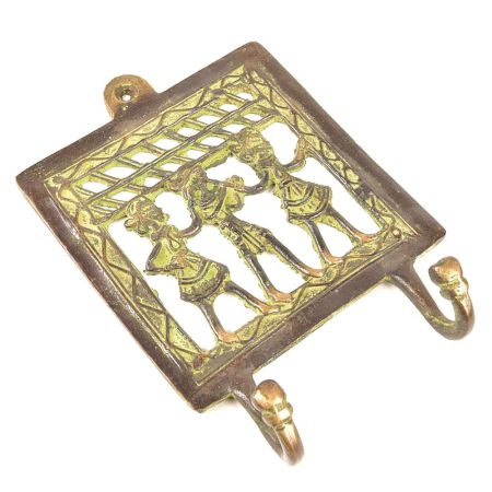 Brass Three Working Ladies Dhokra Art Wall Hooks