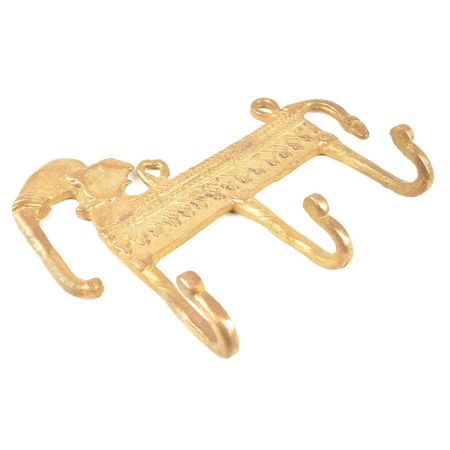 Brass Elephant Dhokra Art Triple Hooks