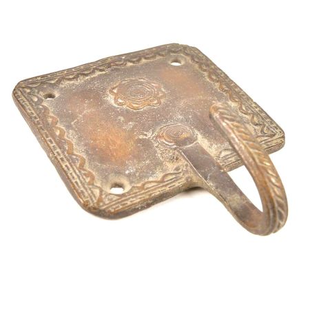 Brass Red Squared Floral Design Single Wall Hooks