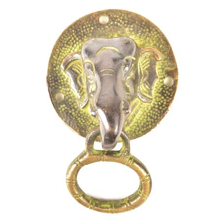 Brass Elephant Door Knocker Ring with patina
