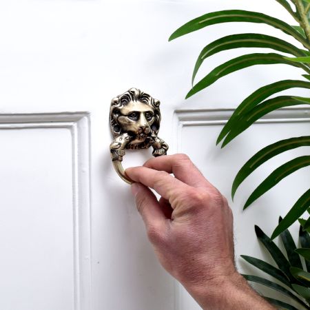 Solid Brass Lion with Ring