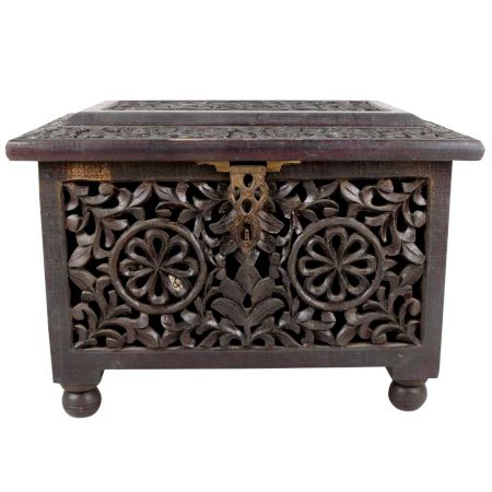 Hand Carved Wooden Jewelry Box