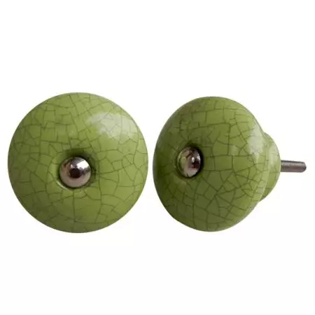 Green And Black Crackle Ceramic Cabinet Knob