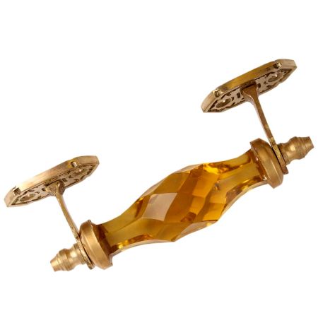 Yellow Cut Glass Golden Small Dresser Handle
