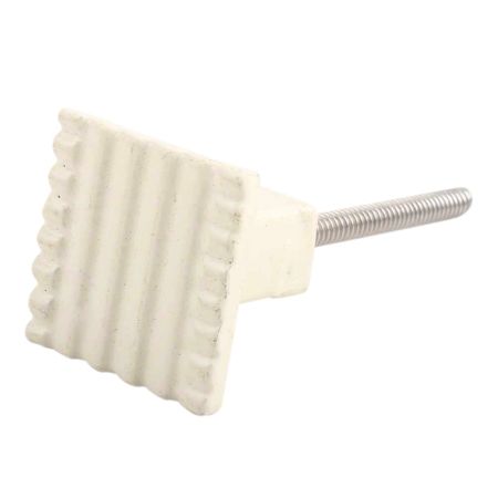 Cream Square Border Metal Knobs