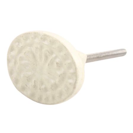 Cream Oval Flower Metal Knobs