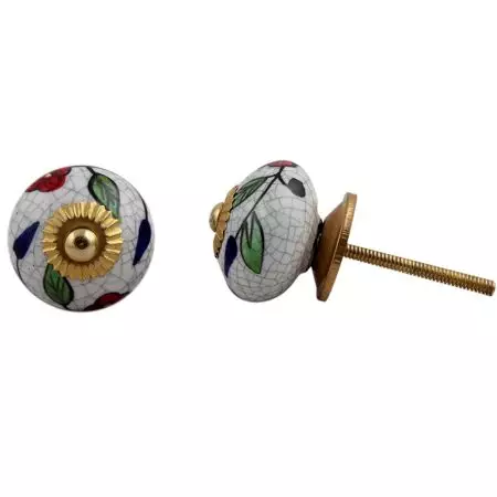 Multicolor Leaf Crackle Ceramic Dresser Knob