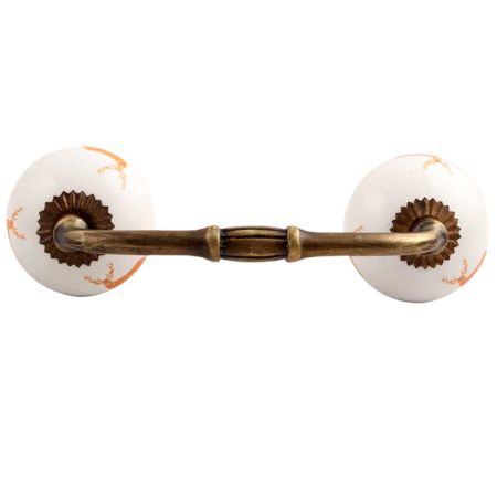 Orange Standing Rein Deer Pattern Ceramic Bridge Handle