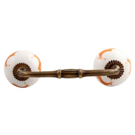 Orange Running Rein Deer Pattern Ceramic Bridge Handle