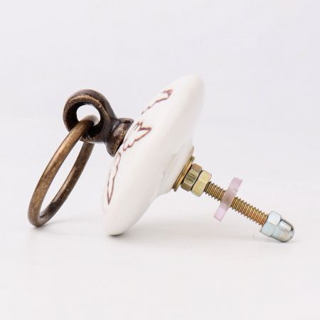 Brown Leaf Etched Big Ceramic Flat Dresser Knob Online