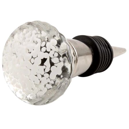 Clear Etched Oval Shape Glass Wine Stopper