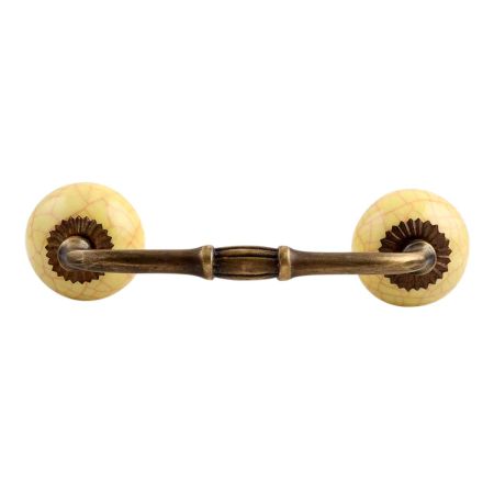 Yellow Pink Crackle Ceramic Bridge Handle