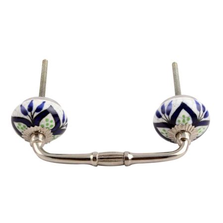 Navy Blue Flower Crackle Ceramic Bridge Handle