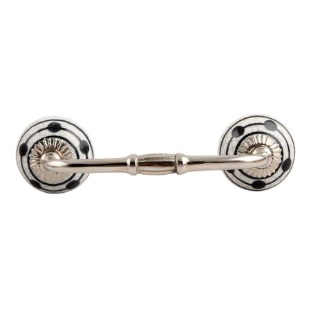 Black Striped Dotted Crackle Ceramic Bridge Handle