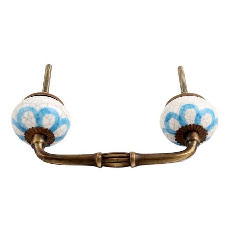 Blue Floral Crackle Ceramic Bridge Handle