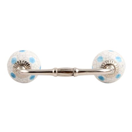 Blue Dotted Cackle Ceramic Bridge Handle