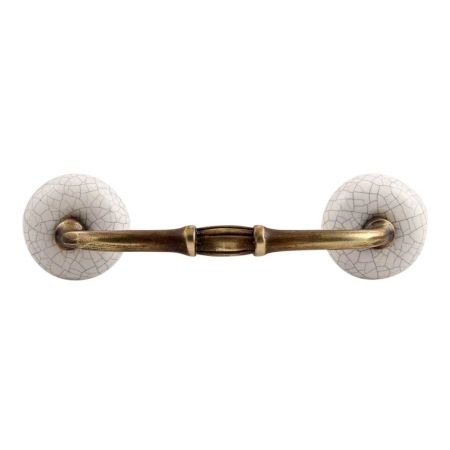 White and Black Crackle Ceramic Bridge Handle