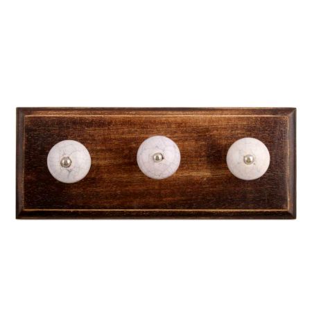 Light Purple Crackle Ceramic Wooden Hooks
