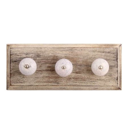 Light Purple Crackle Ceramic Wooden Hooks