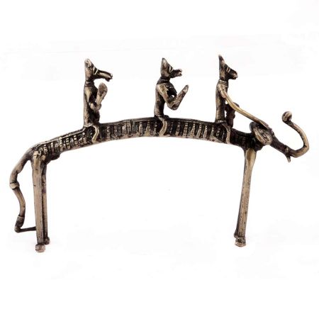 Handcrafted Brass Elephant with Riders Showpiece