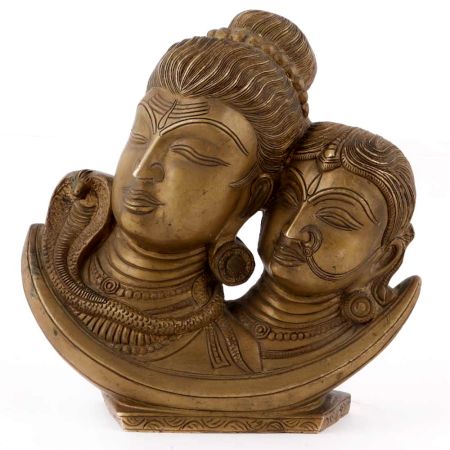 Brass Parvati Shiva on Crescent Moon