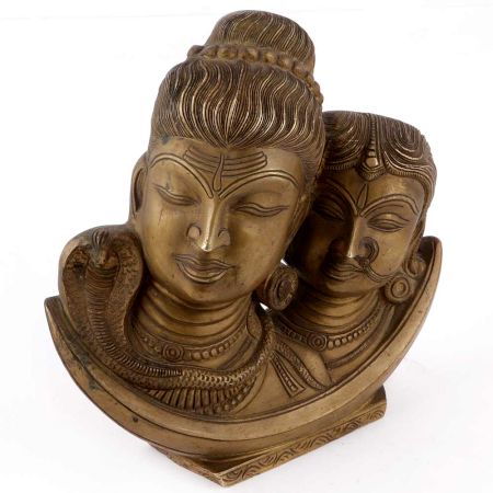 Brass Parvati Shiva on Crescent Moon