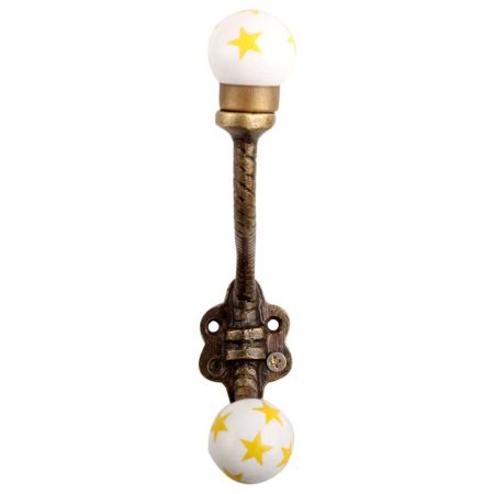 Yellow Star Ceramic Floral Iron Hooks-EHG-95